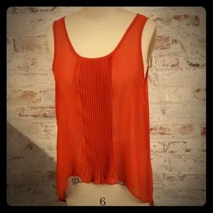 Red-orange Timing High-Low Blouse